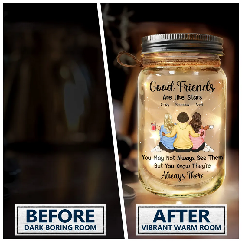 Good Friends Are Like Stars - Personalized Mason Jar Light