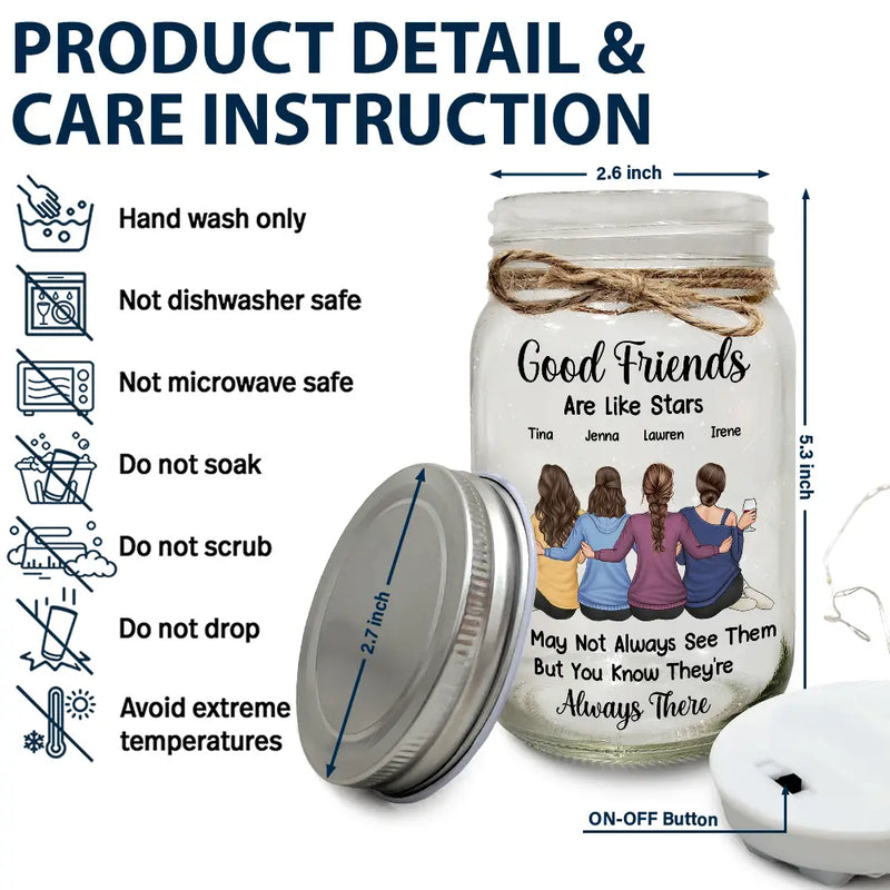 Good Friends Are Like Stars - Personalized Mason Jar Light