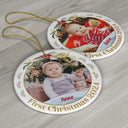 Custom Photo Baby's First Christmas - Personalized Circle Ceramic Ornament