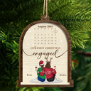 Christmas Couple Calendar Married - Personalized 2-Layered Wooden Ornament