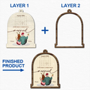 Christmas Couple Calendar Married - Personalized 2-Layered Wooden Ornament