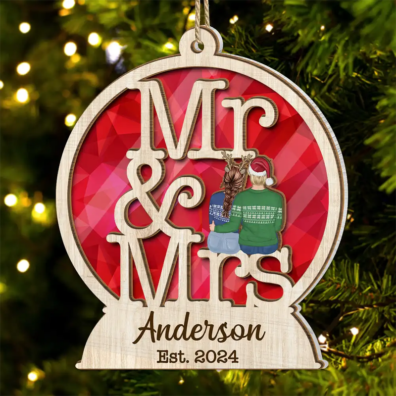 First Christmas As Mr & Mrs - Personalized Suncatcher Ornament