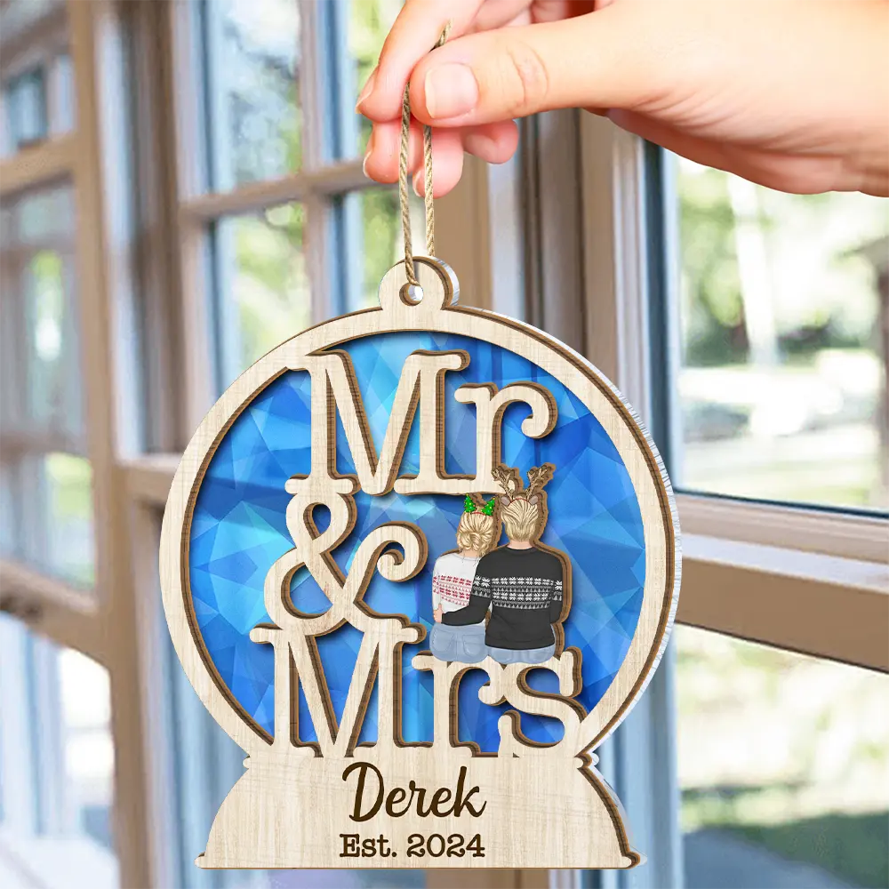 First Christmas As Mr & Mrs - Personalized Suncatcher Ornament
