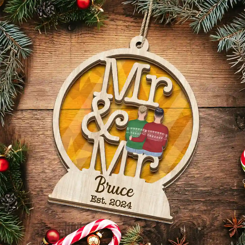 First Christmas As Mr & Mrs - Personalized Suncatcher Ornament