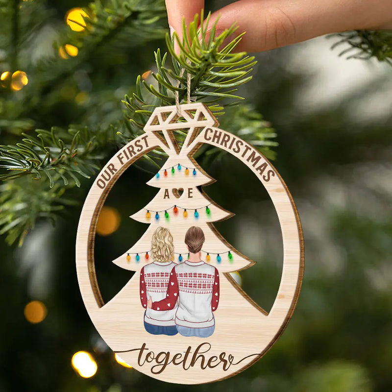 Our First Christmas Married - Personalized Wooden Cutout Ornament