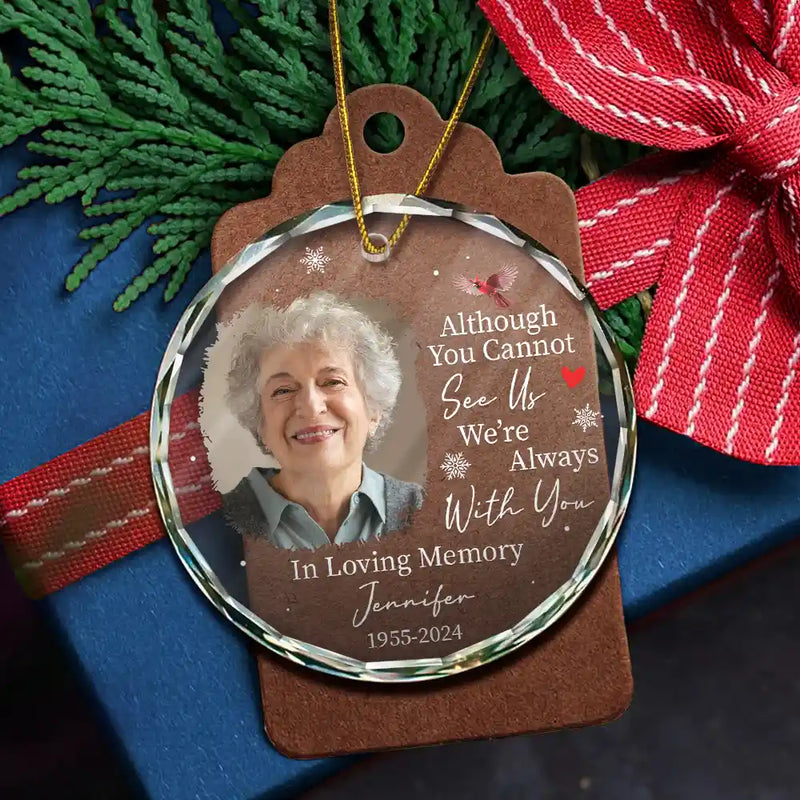 Custom Photo Always & Forever In Our Hearts - Personalized Circle Glass Ornament