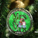 First Christmas As Mr Mrs - Personalized Circle Glass Ornament
