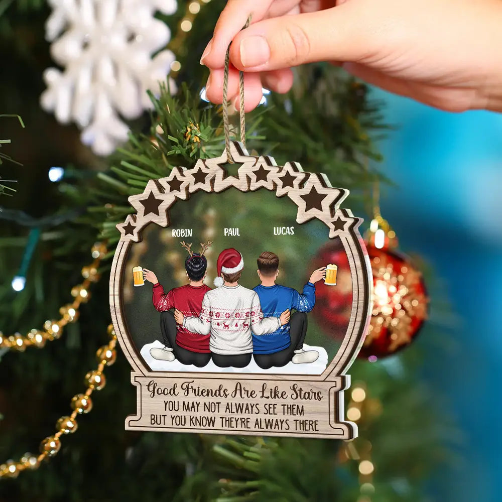 Good Friends Are Like Stars - Personalized 2-Layered Mix Ornament