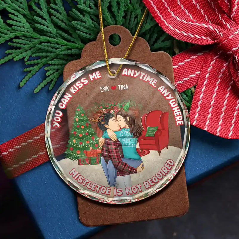Mistletoe Is Not Required - Personalized Circle Glass Ornament