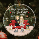 Couple, Pet Lovers, Pet Couple - Christmas Pet Lovers Couple I Love You - Personalized Circle Glass Ornament
