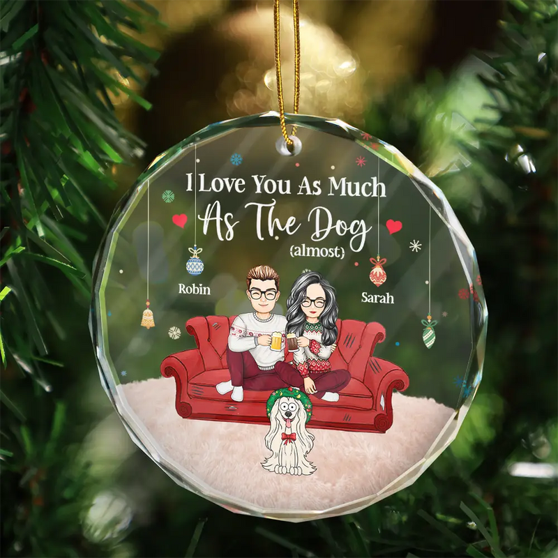 Couple, Pet Lovers, Pet Couple - Christmas Pet Lovers Couple I Love You - Personalized Circle Glass Ornament