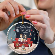 Couple, Pet Lovers, Pet Couple - Christmas Pet Lovers Couple I Love You - Personalized Circle Glass Ornament
