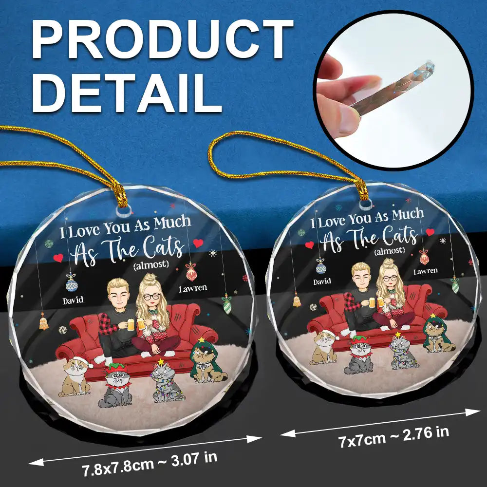 Couple, Pet Lovers, Pet Couple - Christmas Pet Lovers Couple I Love You - Personalized Circle Glass Ornament