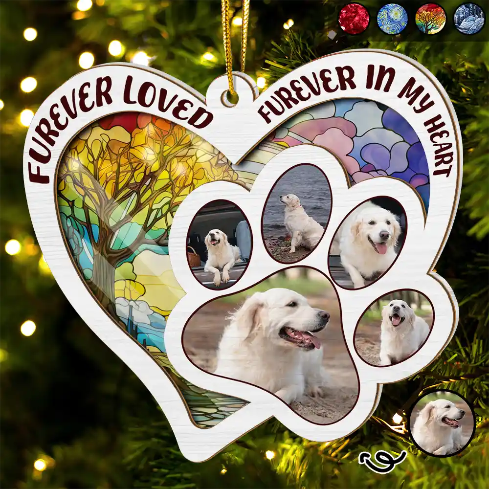 Dog Lovers, Cat Lovers, Pet Lovers - Custom Photo Furever Loved - Personalized Suncatcher Ornament