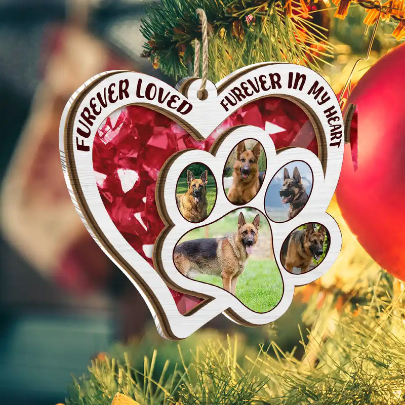 Dog Lovers, Cat Lovers, Pet Lovers - Custom Photo Furever Loved - Personalized Suncatcher Ornament