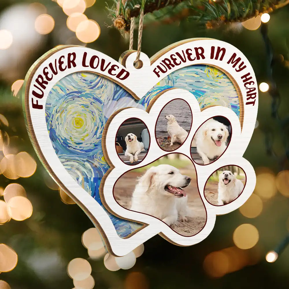 Dog Lovers, Cat Lovers, Pet Lovers - Custom Photo Furever Loved - Personalized Suncatcher Ornament