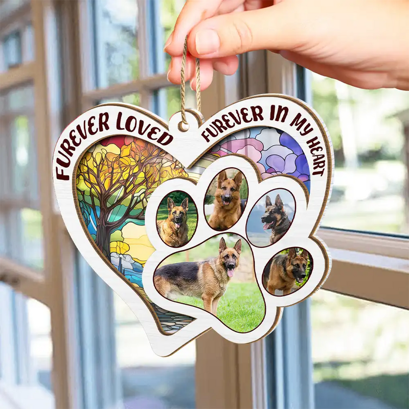 Dog Lovers, Cat Lovers, Pet Lovers - Custom Photo Furever Loved - Personalized Suncatcher Ornament