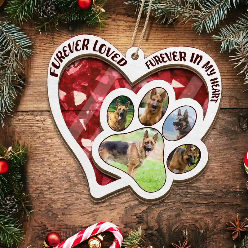 Dog Lovers, Cat Lovers, Pet Lovers - Custom Photo Furever Loved - Personalized Suncatcher Ornament