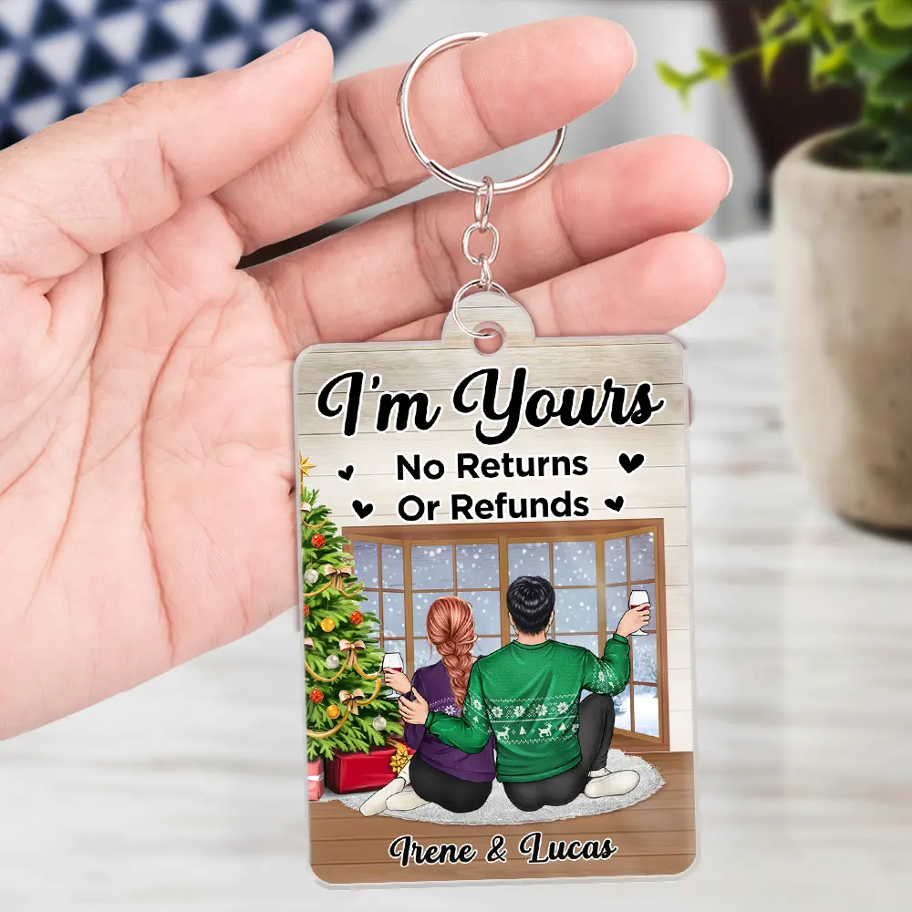 Gift For Couples - Christmas Version Couple Favorite Song I'm Yours No Returns QR Code - Personalized Acrylic Keychain