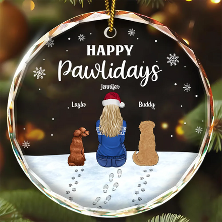 Joyeux Noël pour les amoureux des animaux ! Décoration de Noël en verre ronde personnalisée 