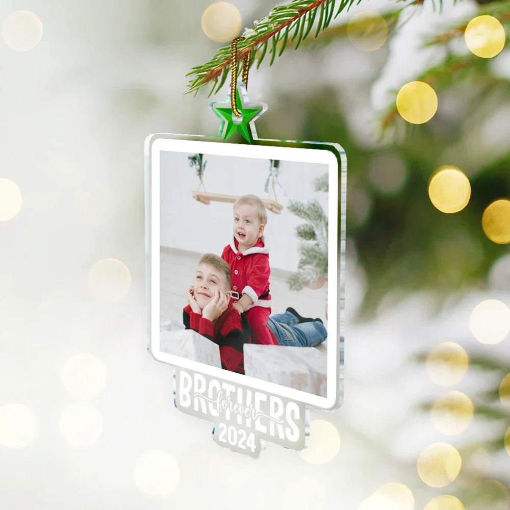 Family, Gift For Bestie - Custom Photo Christmas Family Tree Photo - Personalized Custom Shaped Acrylic Ornament
