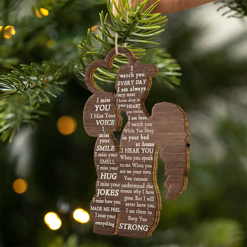 Gift For Couples, Gift For Husband, Gift For Wife - Christmas Memorial I Miss You - Personalized Wooden Ornament Print 2 Sides