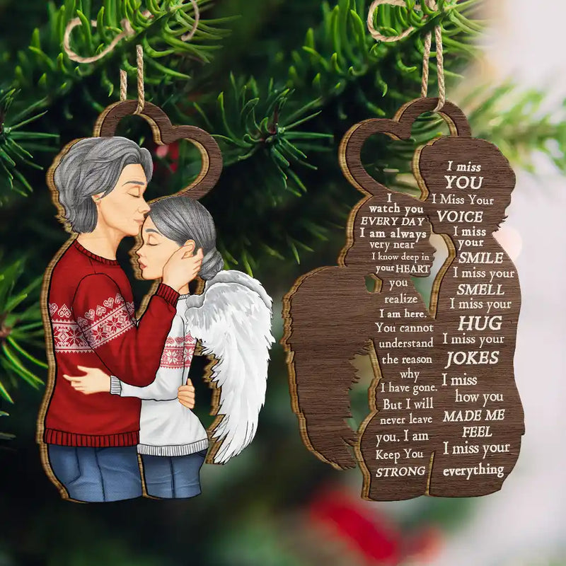 Gift For Couples, Gift For Husband, Gift For Wife - Christmas Memorial I Miss You - Personalized Wooden Ornament Print 2 Sides
