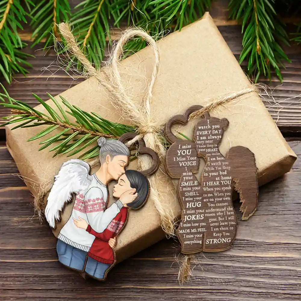 Gift For Couples, Gift For Husband, Gift For Wife - Christmas Memorial I Miss You - Personalized Wooden Ornament Print 2 Sides