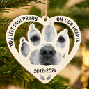 Dog Lovers, Memorial, Pet Lovers - Custom Photo Paw Prints On My Heart - Personalized Wooden Cutout Ornament