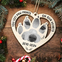 Dog Lovers, Memorial, Pet Lovers - Custom Photo Paw Prints On My Heart - Personalized Wooden Cutout Ornament