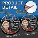 Family, Memorial - Christmas Custom Photo Memorial God Has You In His Hands - Personalized Circle Glass Ornament