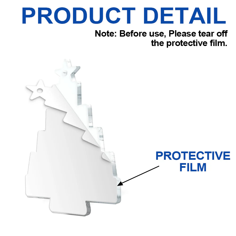 Photo de sapin de Noël avec nom de famille - Décoration acrylique personnalisée 