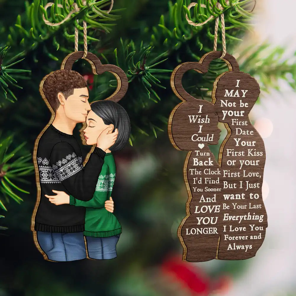 Gift For Couples, Gift For Husband, Gift For Wife, Gift For Boyfriend, Gift For Girlfriend - Christmas I Wish I Could Turn Back The Clock - Personalized Wooden Ornament Print 2 Sides
