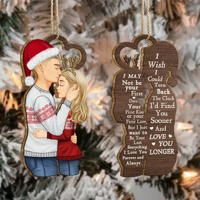 Gift For Couples, Gift For Husband, Gift For Wife, Gift For Boyfriend, Gift For Girlfriend - Christmas I Wish I Could Turn Back The Clock - Personalized Wooden Ornament Print 2 Sides
