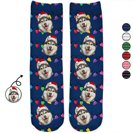 Custom Photo Funny Pet Face Family - Personalized Socks