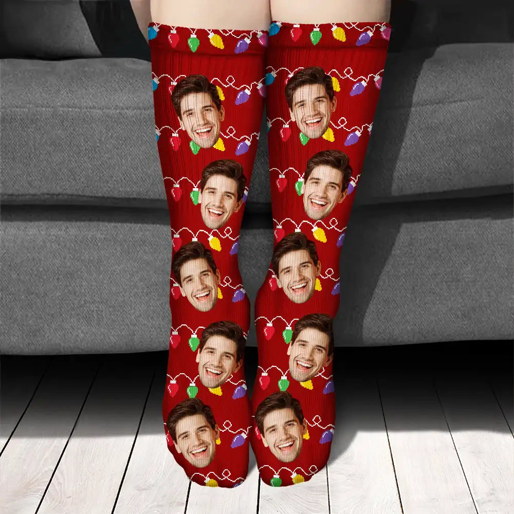 Custom Photo,Pet Lovers,Cat Lovers,Dog Lovers,Happy - Custom Photo Funny Pet Face Family - Personalized Socks