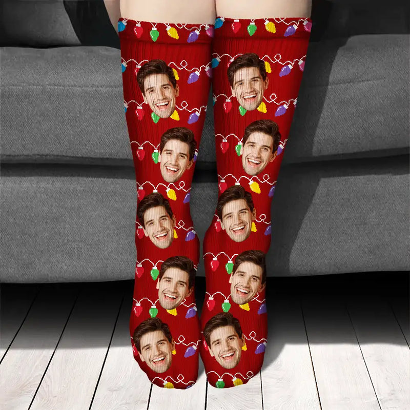 Custom Photo,Pet Lovers,Cat Lovers,Dog Lovers,Happy - Custom Photo Funny Pet Face Family - Personalized Socks