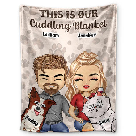 Pet Couple Our Cuddling Blanket - Personalized Fleece Blanket, Sherpa Blanket