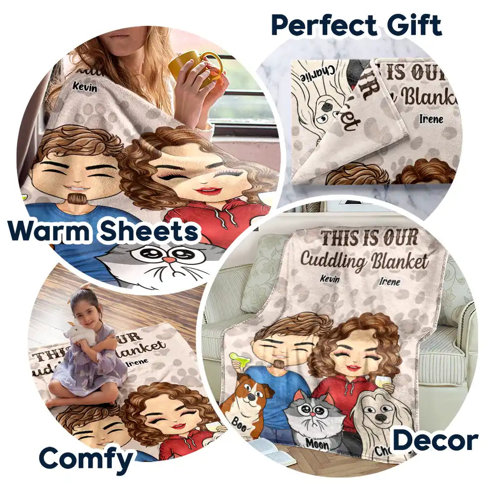 Gift For Couples,Pet Couple,Dog Couple,Cat Couple,Happy - Pet Couple Our Cuddling Blanket - Personalized Fleece Blanket, Sherpa Blanket