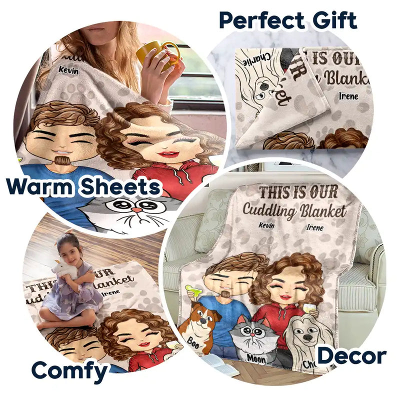 Gift For Couples,Pet Couple,Dog Couple,Cat Couple,Happy - Pet Couple Our Cuddling Blanket - Personalized Fleece Blanket, Sherpa Blanket