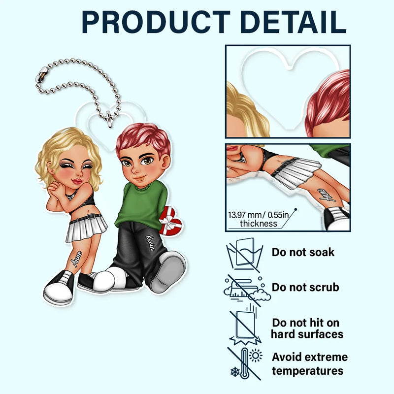 Gift For Couples, Gift For Husband, Gift For Wife, Gift For Boyfriend, Gift For Girlfriend - Y2K Couple, Anniversary Gift - Personalized Acrylic Car Hanger