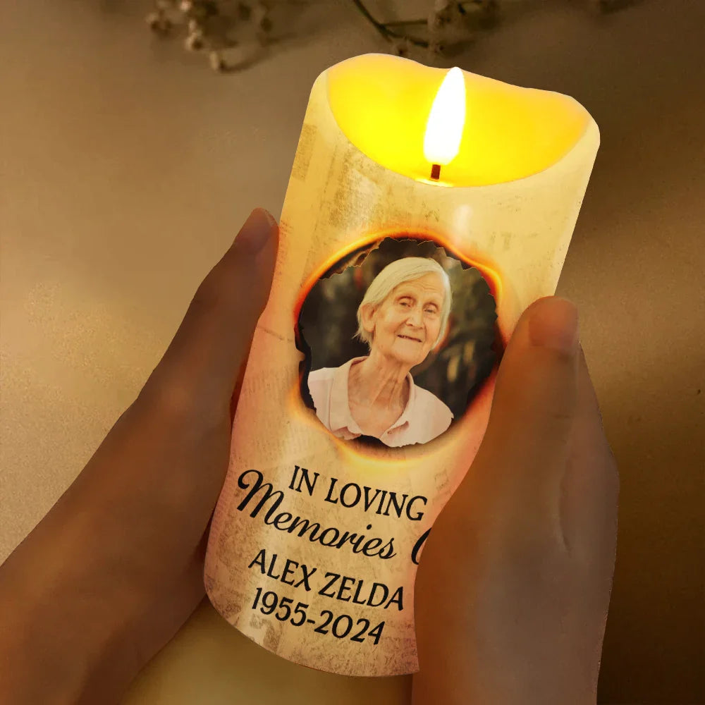 Memorial - Custom Photo I Still Burn Bright - Personalized Flameless LED Candle
