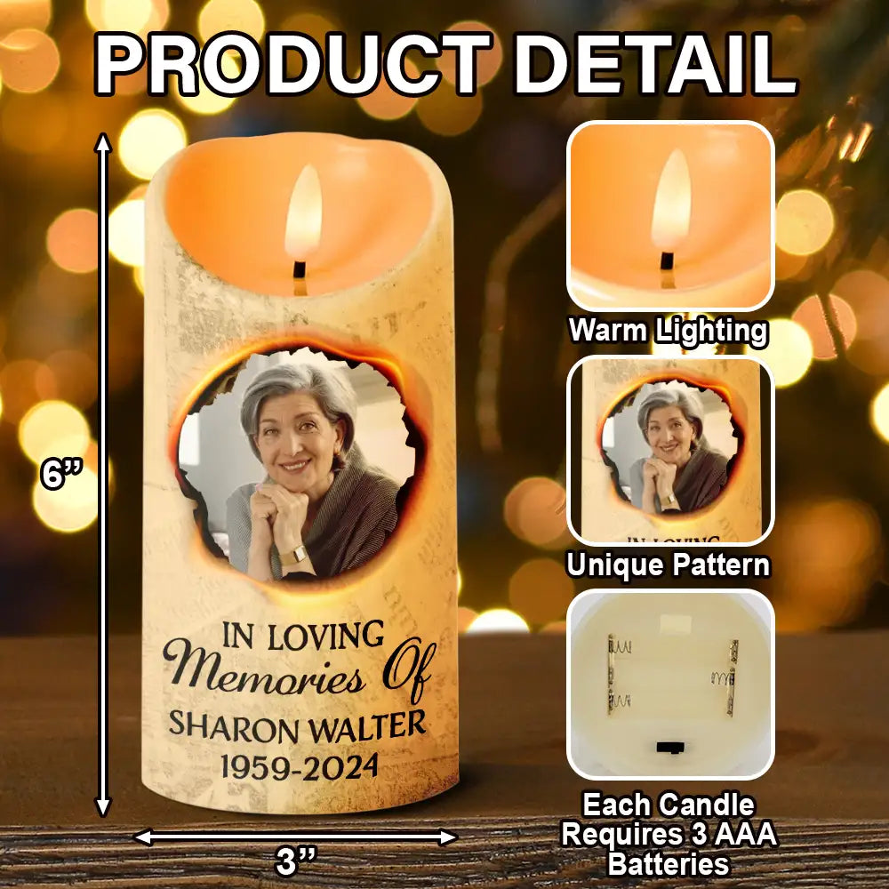 Memorial - Custom Photo I Still Burn Bright - Personalized Flameless LED Candle
