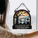 Memorial, Dog Lovers, Pet Lovers, Dog Mom, Dog Dad, Cat Lovers, Cat Mom, Cat Dad, Pet Mom, Pet Dad - Dog Cat Silhouette Over The Rainbow Bridge - Personalized Window Hanging Suncatcher Ornament