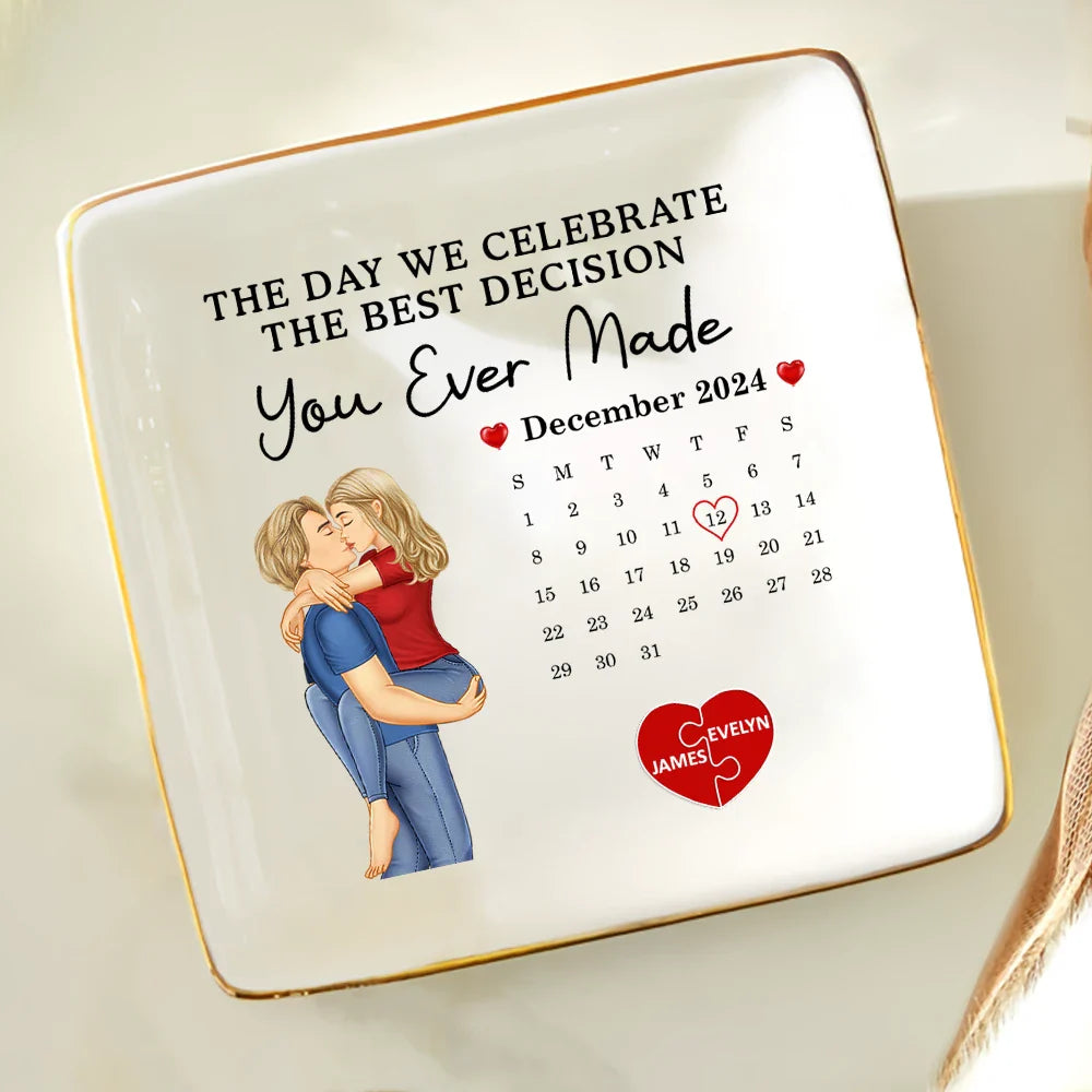 Couple Calendar Celebrate The Best Decision You Ever Made - Personalized Ring Dish