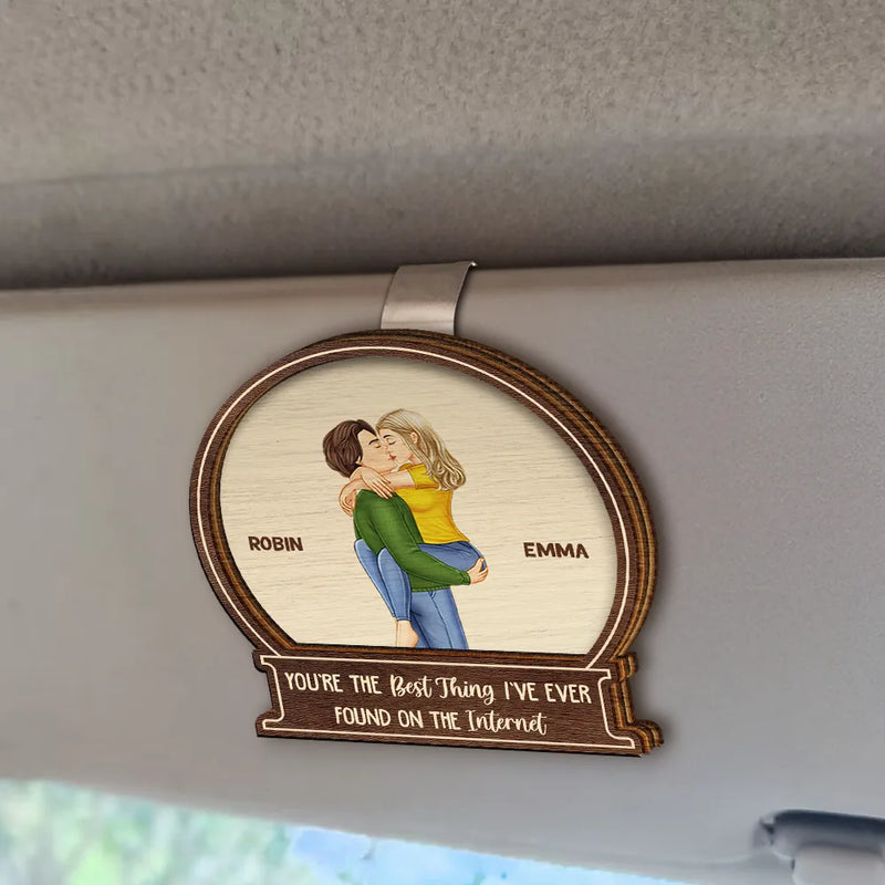 Gift For Couples,Gift For Husband,Gift For Wife,Gift For Boyfriend,Gift For Girlfriend,Happy - Kissing Couple Best Thing On The Internet - Personalized Custom Shaped Car Visor Clip