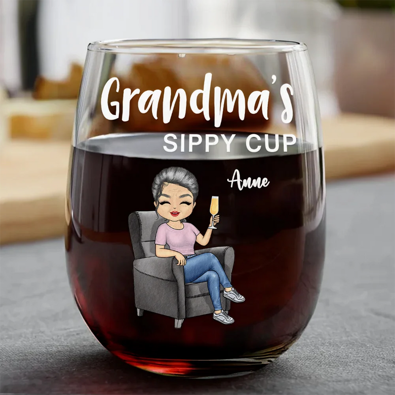 Gift For Couples,Gift For Grandparents,Old Couples,Gift For Husband,Gift For Wife - Grandma's & Grandpa's Sippy Cup - Personalized Wine And Whiskey Glass Set
