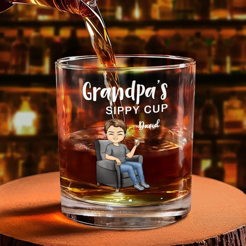 Gift For Couples,Gift For Grandparents,Old Couples,Gift For Husband,Gift For Wife - Grandma's & Grandpa's Sippy Cup - Personalized Wine And Whiskey Glass Set
