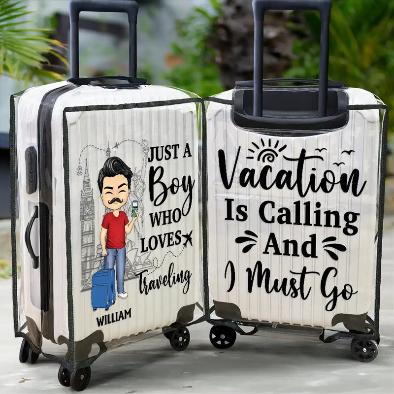 Travel, Gift For Yourself, Gift For Women - Just A Girl Boy Who Loves Traveling - Personalized Clear Luggage Cover