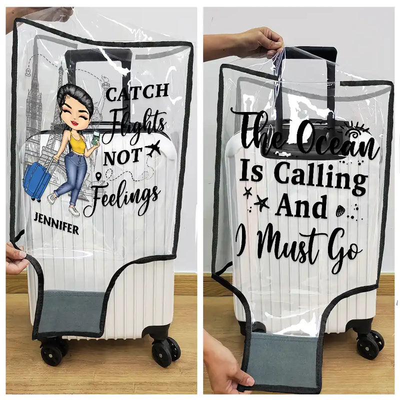 Travel, Gift For Yourself, Gift For Women - Just A Girl Boy Who Loves Traveling - Personalized Clear Luggage Cover